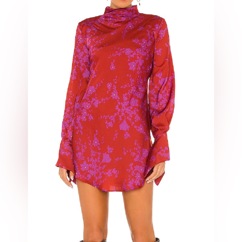 Free People Mini Red Aries sz Mnedoum  Red and Purple Floral Dress